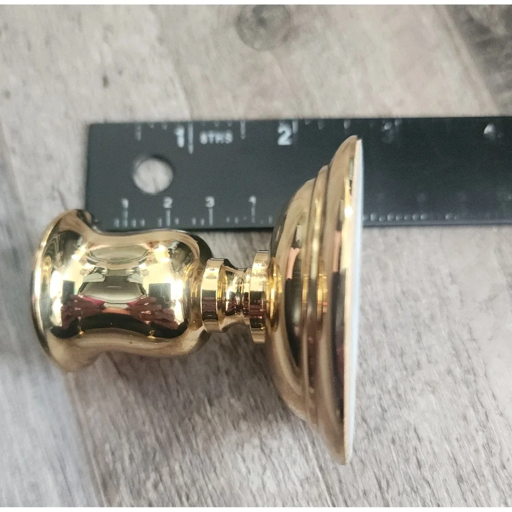 PartyLite Candlestick Holder Pair Short Gold Polished Brass Taper Set